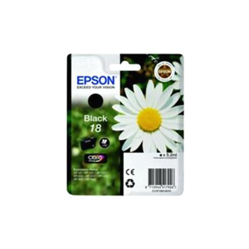 Image of Epson Daisy 18 Series (t1801) Black Ink Cartridge Rf/am (yield 175 Pages) - For Xp-30 / Xp-102 / Xp-202 / Xp-205 / Xp-302 / Xp-305 / Xp-402 / Xp-405