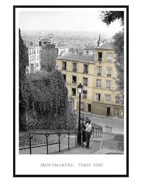 Image of Paris, 1950 Gloss Black Framed Monmartre Poster