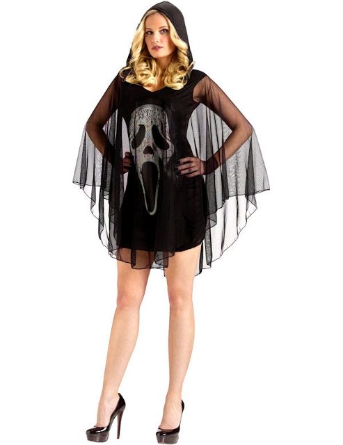 Image of Adult Ghost Face Scream Poncho Dress 10 To 12
