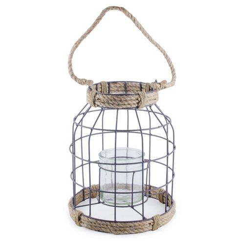 Image of 'carlo' Metal & Rope Seaside Design 28cm Garden Lantern