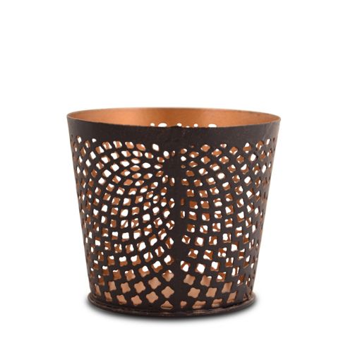 Image of Stylish Black & Gold Finish Metal Christmas Tealight Holder