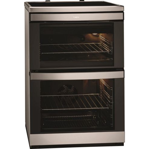 Image of Aeg 49332i-mn 60cm Double Oven Electric Cooker Stainless Steel