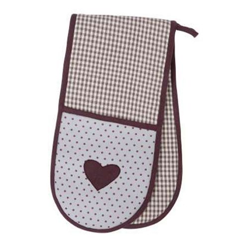 Image of Rushbrookes Vintage Heart Double Oven Glove, Lavender