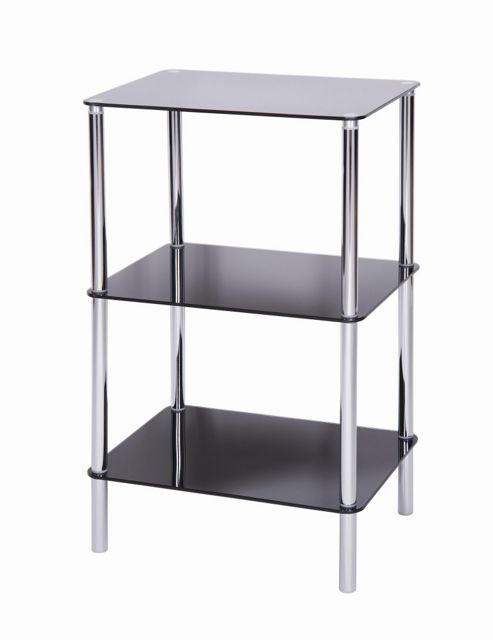 Image of Levv Sierra 3 Tier Square Shelving Unit - Black Glass