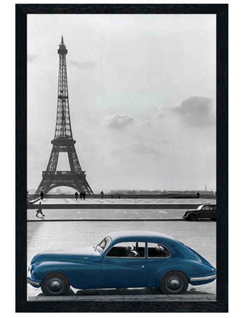 Image of Paris Photography Black Wooden Framed La Voiture Bleue Poster
