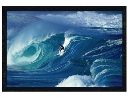 Image of Surfing Waimea Shorebreak Black Wooden Framed Big Wave Poster