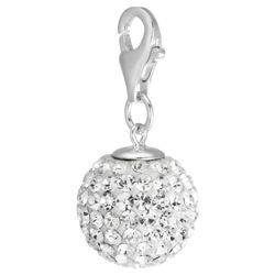 Sterling Silver White Crystal Ball Charm