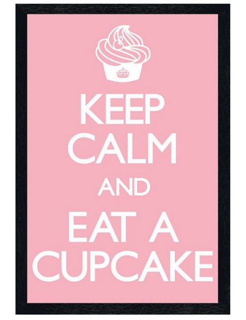 Image of Black Wooden Framed Keep Calm And Eat A Cupcake Poster