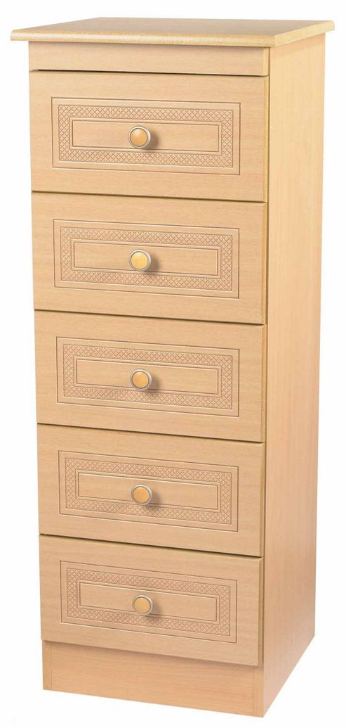 Image of Welcome Furniture Corrib 5 Drawer Chest With Locker - Light Oak