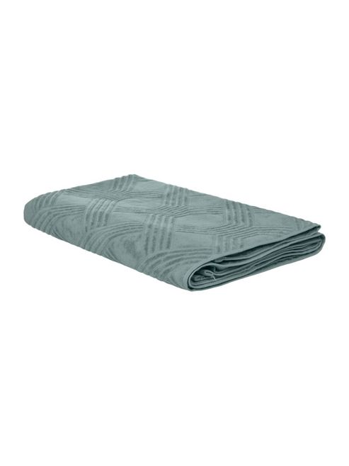 Image of Geometric Jaquard Bath Sheet In Blue
