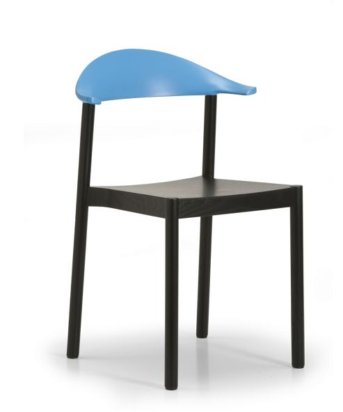 Image of Plank Monza Chair With Light Blue Backrest - Ash Black