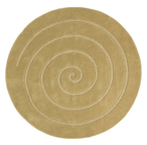 Image of Oriental Carpets & Rugs Spiral Gold Tufted Rug - Round 140cm