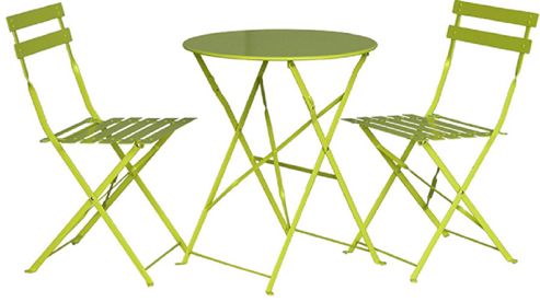 Image of Padstow Apple Green Folding Steel Bistro Set