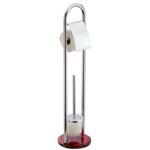 Image of Sanwood Scarlet Toilet Roll Holder & Brush Set In Chrome