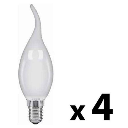 Image of Pack Of Four Minisun Ses E14 Energy Reducing 42w Bent Tip Opal Candle Bulbs Warm White