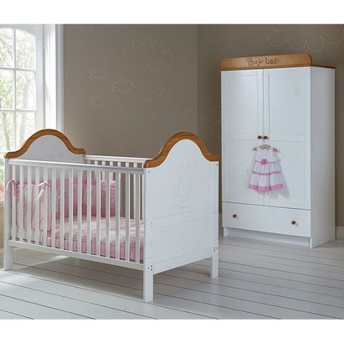 Image of Obaby B Is For Bear Cot Bed & Double Wardrobe (white)