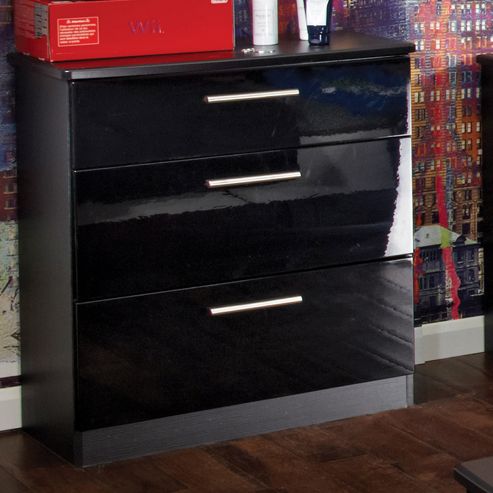 Image of Welcome Furniture Knightsbridge 3 Drawer Chest - Cream - Aubergine