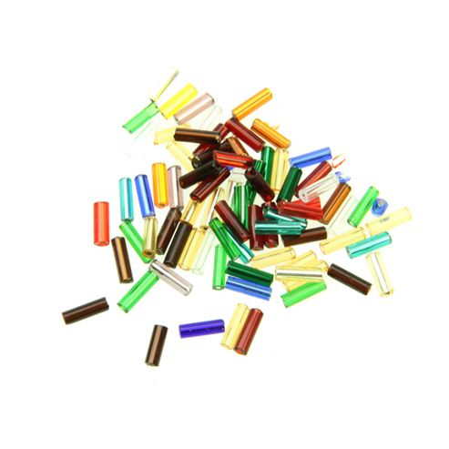 Image of Czech Bugle Bead Silverline Multi