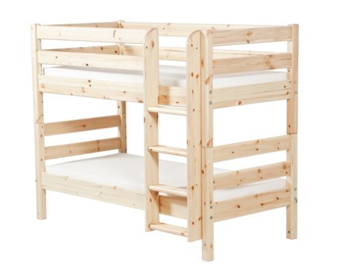 Image of Flexa Classic Bunk Bed With Straight Ladder - Natural Lacquer