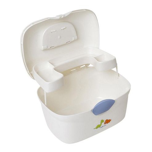 Image of Safetots Dinosaur Ergonomic Baby Box White With Blue Trim