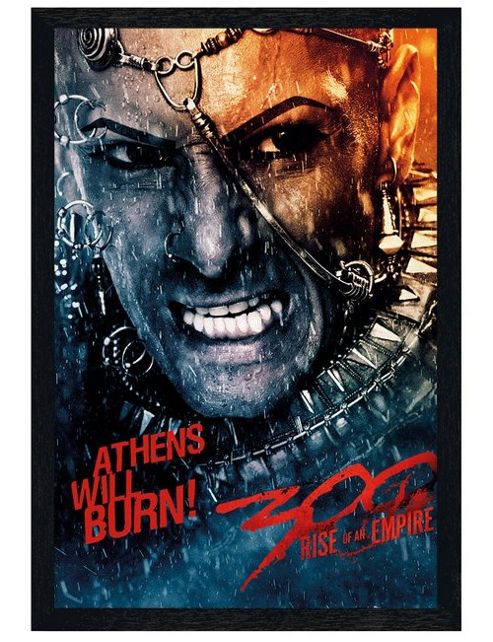 Image of Black Wooden Framed 300 Rise Of An Empire Athens Will Burn! Poster