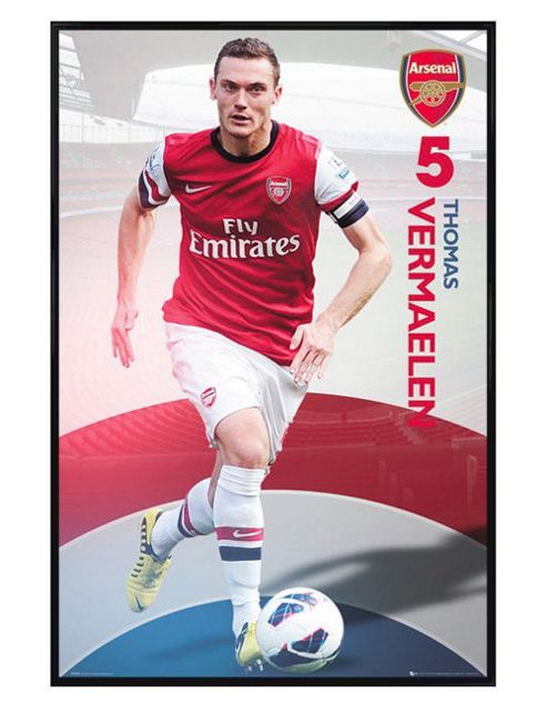 Image of Arsenal Football Club Gloss Black Framed Thomas Vermaelen Afc Poster