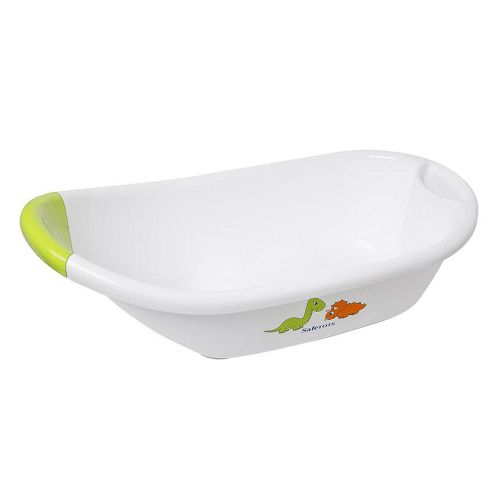 Image of Safetots Dinosaur Ergonomic Baby Bath White With Lime Trim