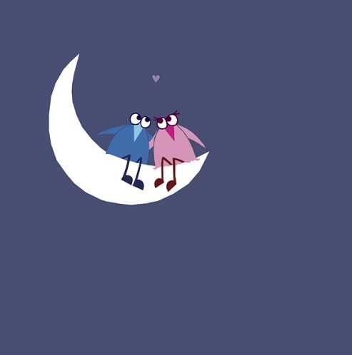 Image of Holy Mackerel Greetings Card- Over The Moon Love Birds