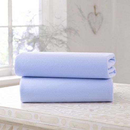 Image of Clair De Lune Fitted Cotton Interlock Sheets - Cot (blue)