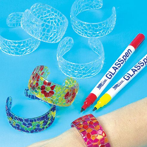 Image of Stained Glass Effect Acrylic Bangles (pack Of 6)