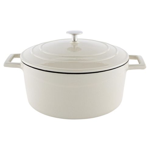 Image of Tesco 4l Cast Iron Casserole Dish With Lid, Cream