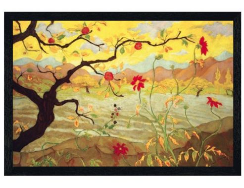 Image of Paul Ranson Black Wooden Framed Apple Tree With Red Fruit Poster