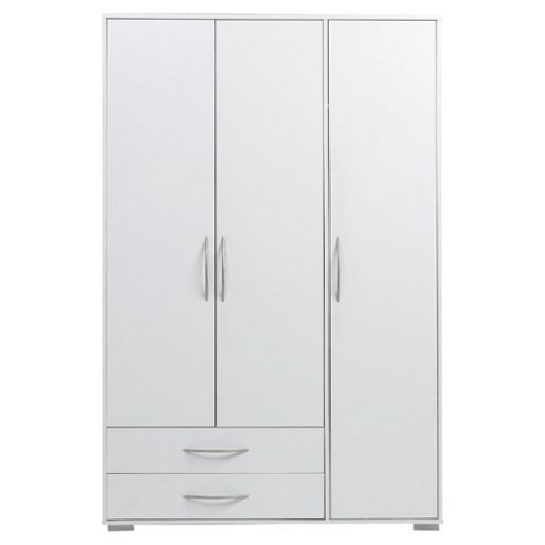 Image of Newport Triple Wardrobe With 2 Drawer, White