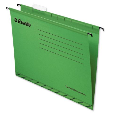 Image of Esselte Pendaflex Suspension File Kraft V-base 15mm Square 30mm Foolscap Green Ref 90337 [pack 25]
