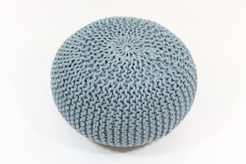 Image of Kaikoo Chunky Knit Pouffe, Blue