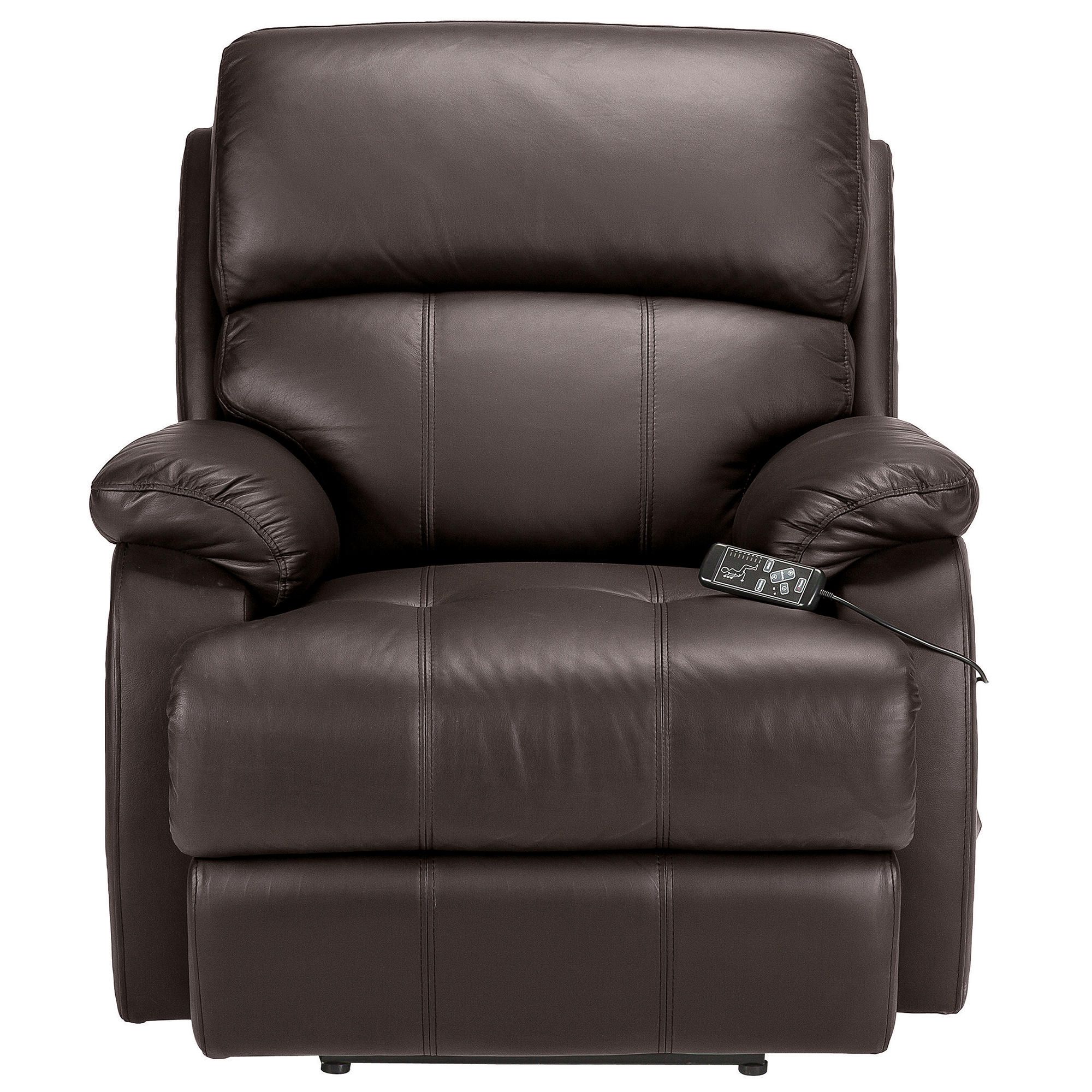 Massage Leather Recliner Chair Brown at Tescos Direct