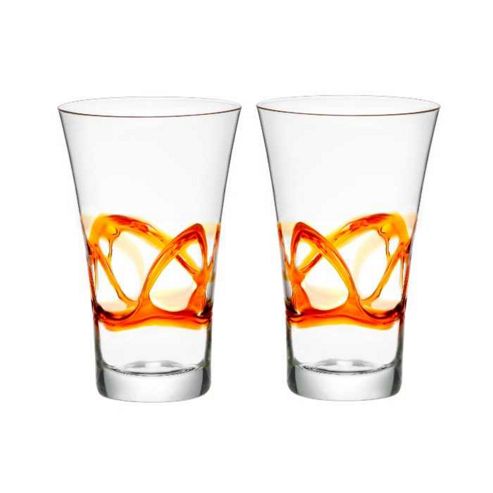 Image of Bormioli Rocco Ceralacca Hiball Glasses - 380ml - 12.75oz - Orange - Set Of 2