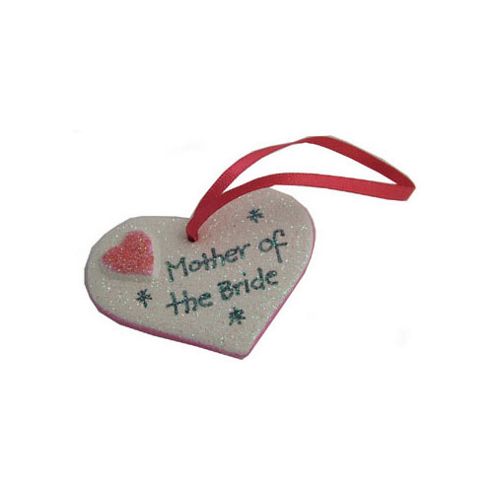 Image of Mother Of The Bride Hot Pink Sparkle Heart Wedding Keepsake