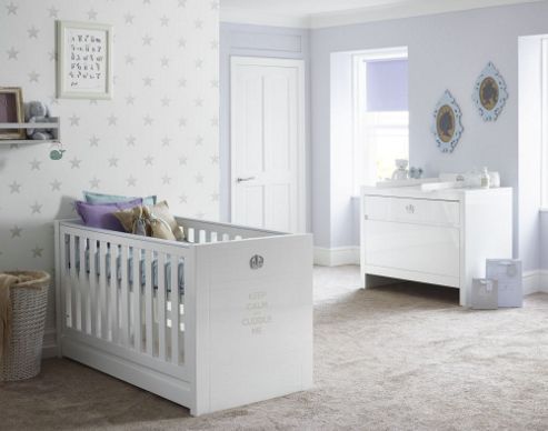 Image of Tutti Bambini Sovereign 2 Piece Room Set (cot, Chest) - High Gloss White