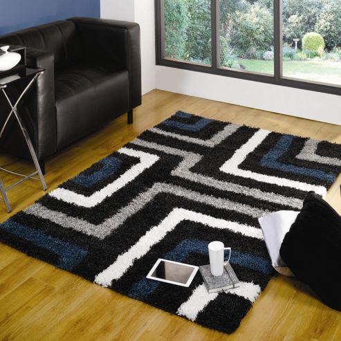 Image of Nordic Tides Blue/grey 200x290 Cm Shaggy Rug