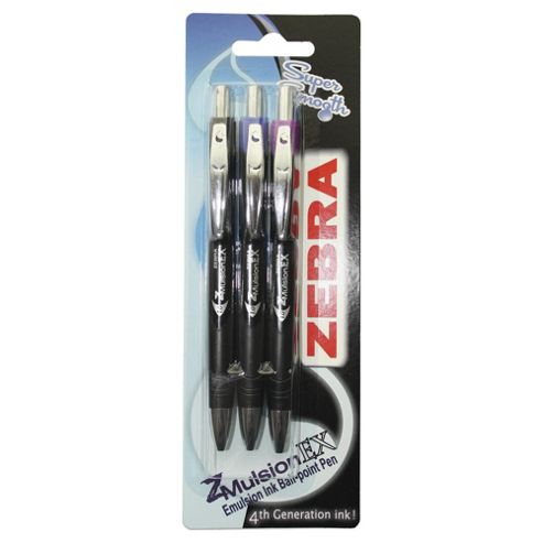 Image of Zebra Zmulsion Fashion Ballpoint Pen, Black, Blue And Violet, 3 Pack