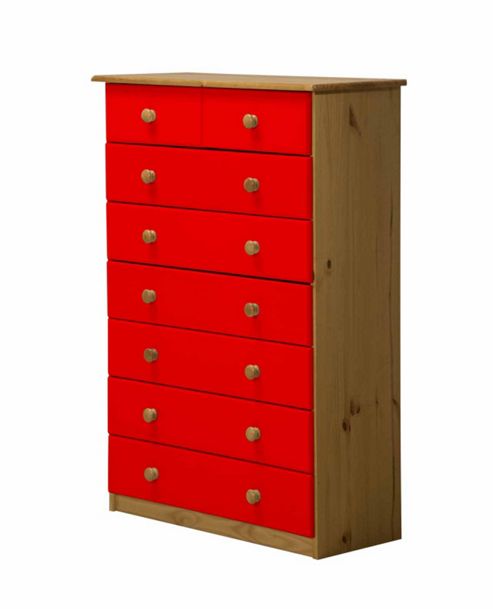 Image of 6 + 2 Chest Of Drawers In Antique And Red