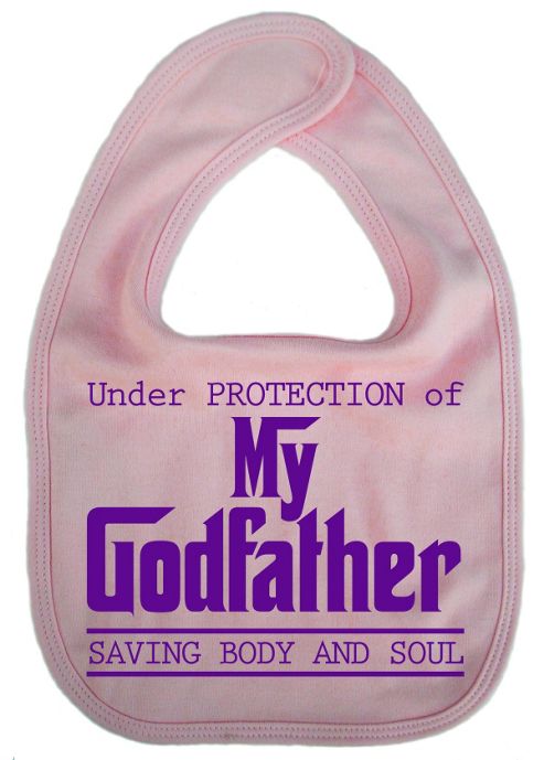 Image of Dirty Fingers, Under Protection Of My Godfather, Baby Feeding Bib, Pink
