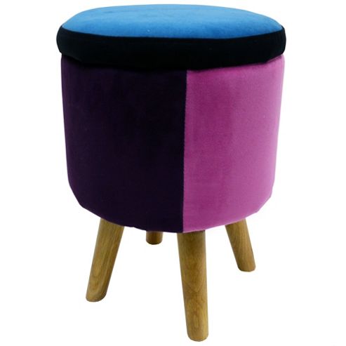 Image of Soleil - Contemporary Round Storage Stool - Blue / Pink / Red