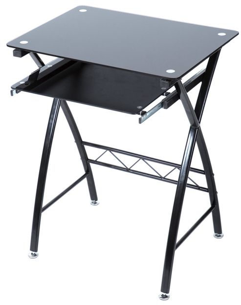 Image of Levv Ct60gbb Black Glass Desk