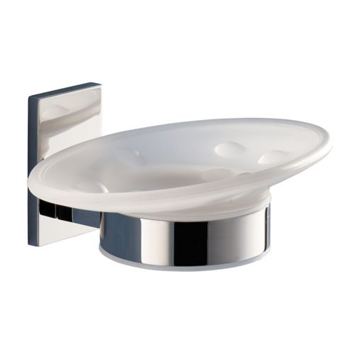 Image of Gedy Maine Frosted Glass Soap Dish In Chrome