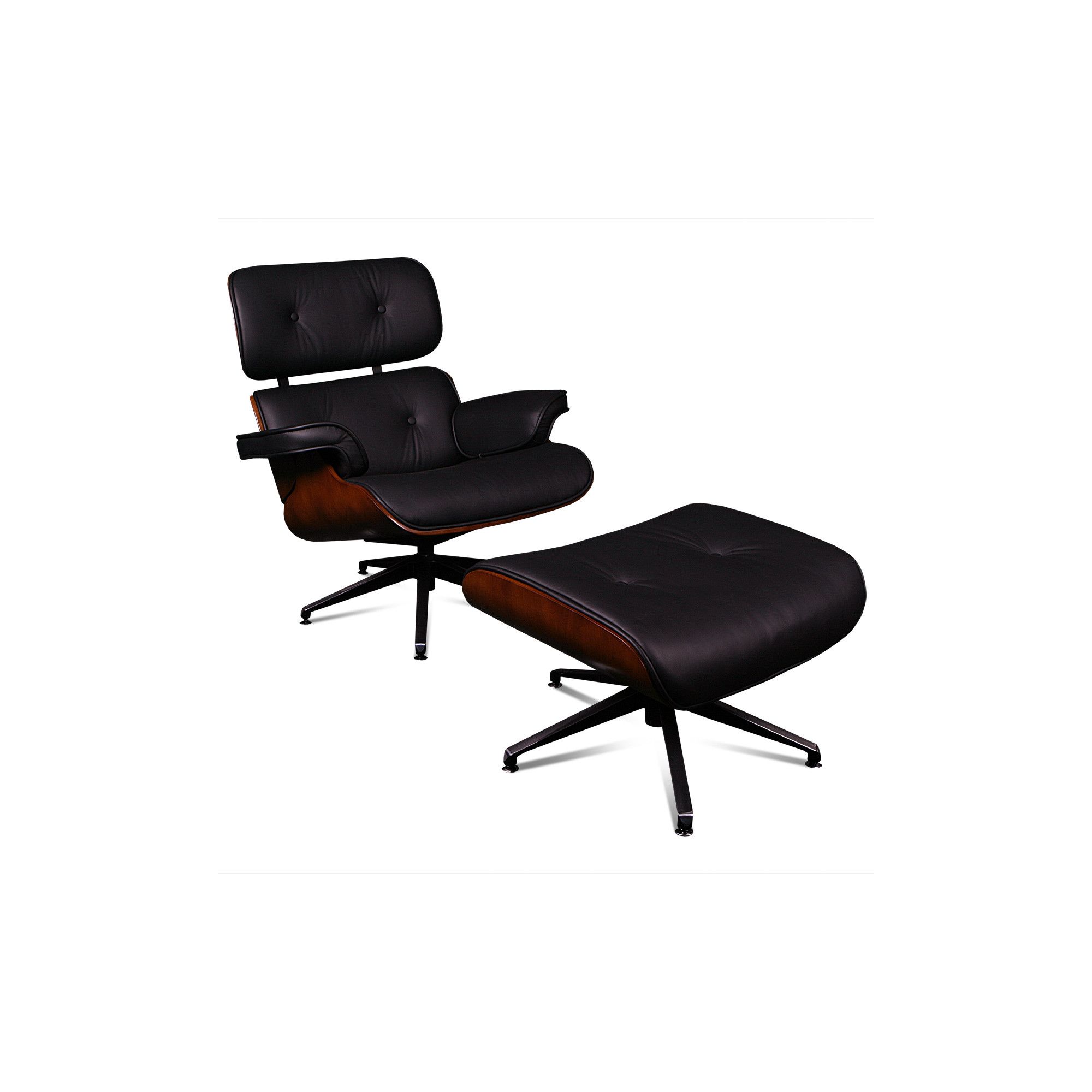 ProMech Racing Classic Leather Lounge Chair and Ottoman - Black at Tescos Direct