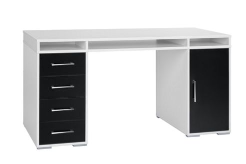 Image of Maja- M--bel 4 Drawer Computer Desk With 3 Storage Compartments - White / Black