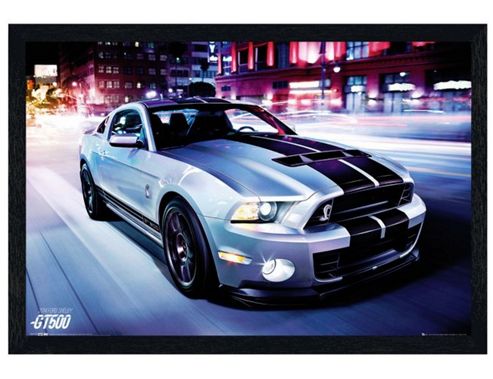 Image of Black Wooden Framed Ford Shelby Gt500 Poster