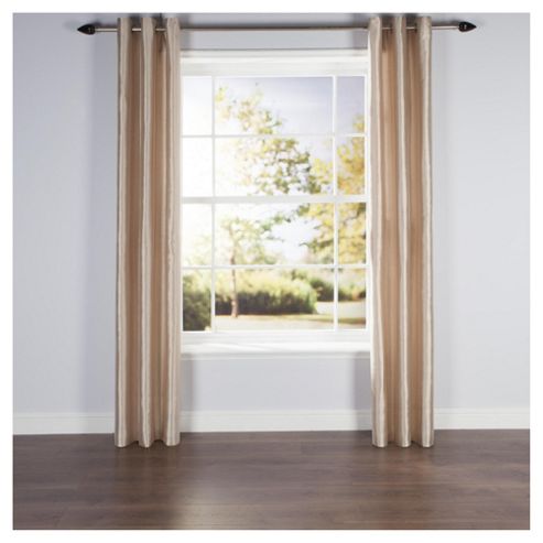 Image of Faux Silk Lined Eyelet Curtains W112xl137cm (44"x54"), Natural - Natural